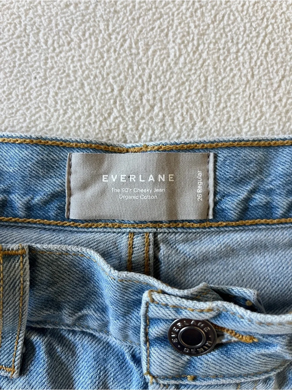 NEW Everlane 90s Cheeky Jeans Vintage Sunbleached Blue Straight Leg Button Fly